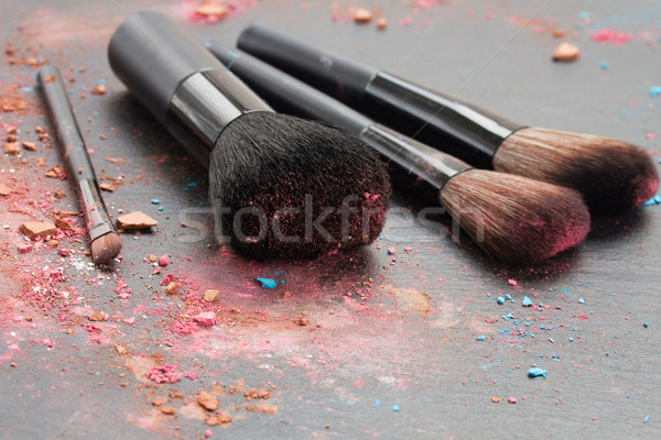 Make-up achtergrond zwarte kleur borstel schaduw Stockfoto © neirfy