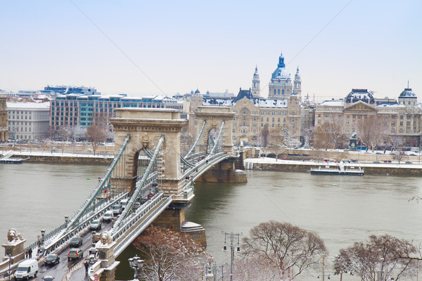 Lánc híd Budapest Magyarország víz épület Stock fotó © neirfy