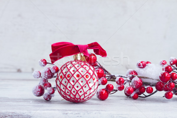 Rojo blanco Navidad ramita bayas Foto stock © neirfy