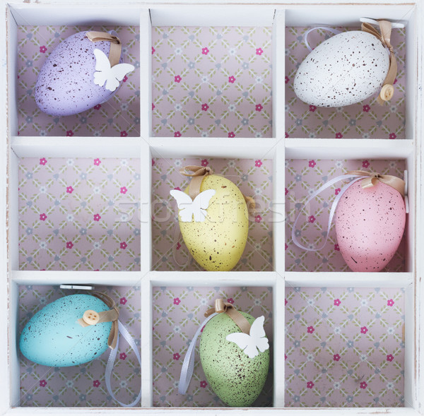 пасхальных яиц окна пастельный цветами деревенский Сток-фото © neirfy