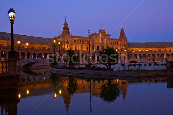 Plaza de España at night, Seville, Spain Stock photo © neirfy
