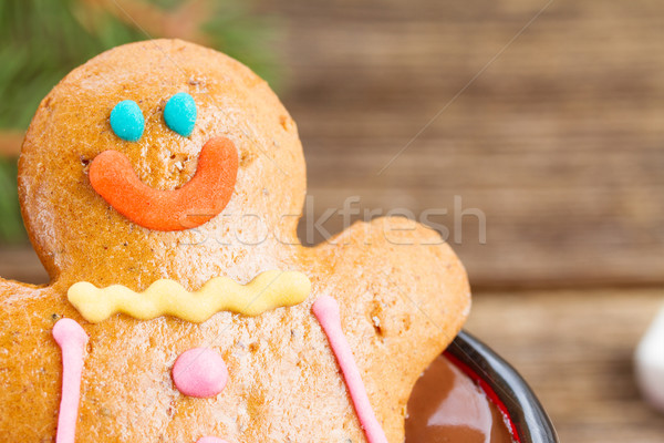 Gingerbread man jeden żywności szczęśliwy Zdjęcia stock © neirfy