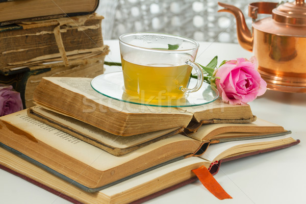 Cup of tee with books Stock photo © neirfy