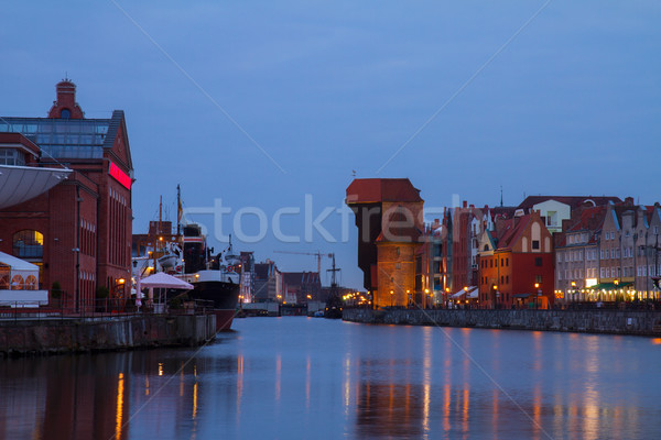 Rakpart óváros Gdansk éjszaka Lengyelország ház Stock fotó © neirfy
