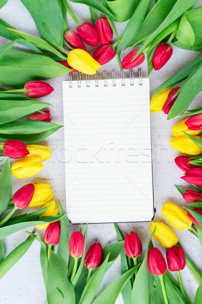 bouquet of yellow, purple and red tulips Stock photo © neirfy