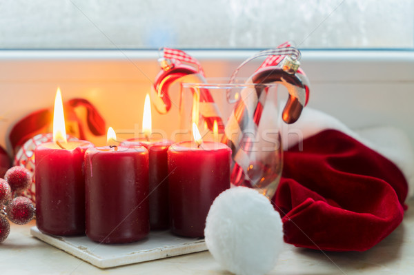 Christmas scena palenie świetle cztery czerwony Zdjęcia stock © neirfy