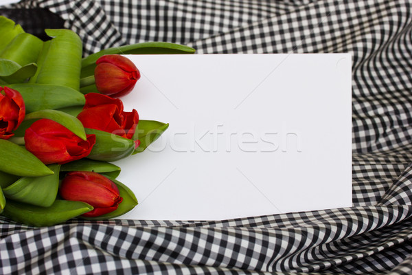 red tulips with blank invitation card Stock photo © neirfy
