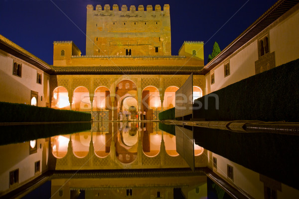 cortyard of Alhambra at night, Granada, Spain Stock photo © neirfy