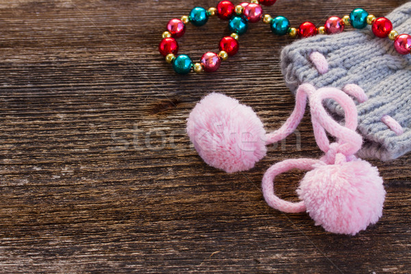 Noël décorations laine chaussettes verre perles Photo stock © neirfy