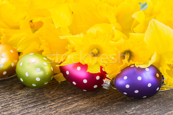 Primavera amarillo narcisos huevos de Pascua flor Foto stock © neirfy