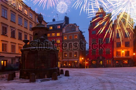 Foto d'archivio: Notte · Stoccolma · piazza · inverno · Svezia · strada