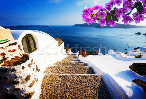 Frumos detalii santorini insulă Grecia abrupt Imagine de stoc © neirfy