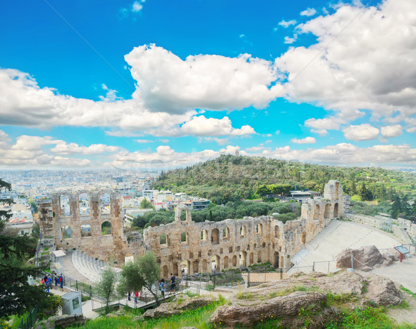 Amfiteatru Acropola Atena vedere urbanism Grecia Imagine de stoc © neirfy