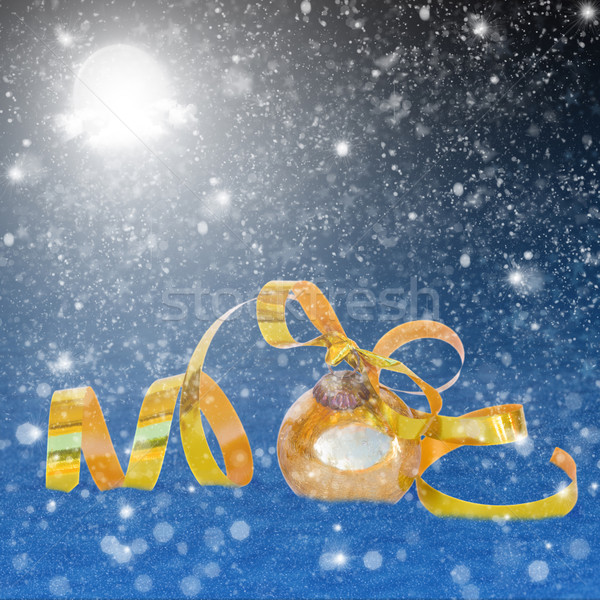 golden chrismas ball in snow at night Stock photo © neirfy