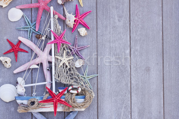  starfish and boat  with copy space Stock photo © neirfy