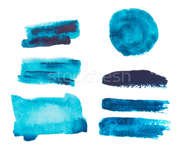 Farbenreich Wasserfarbe Set blau isoliert weiß Stock foto © neirfy