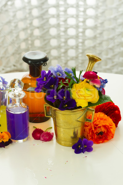 aromatherapy - flowers in mortar Stock photo © neirfy