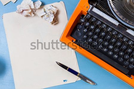 Workspace with vintage orange typewriter Stock photo © neirfy