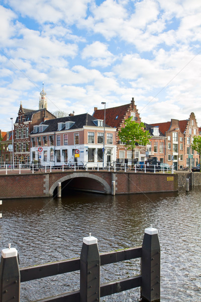 Histórico centro Holanda canal casas barrio antiguo Foto stock © neirfy