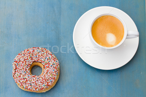 breakfast with fresh coffee and one donut Stock photo © neirfy