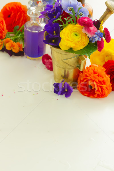 aromatherapy - flowers in mortar Stock photo © neirfy