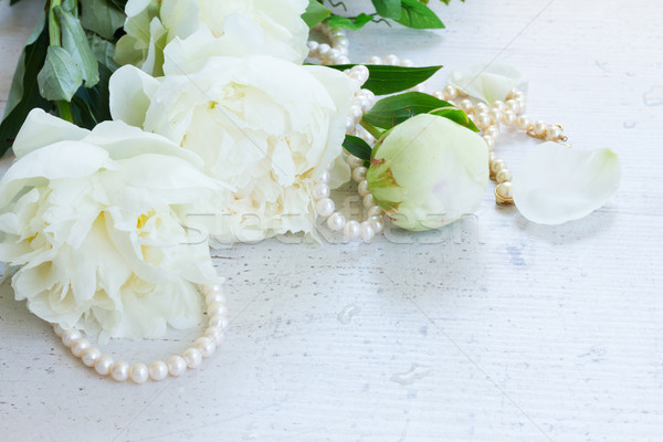 Stock photo: White peony flowers