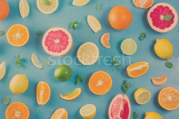 Cítrico padrão azul comida frutas de Foto stock © neirfy