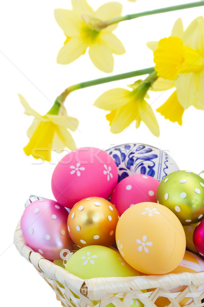 Stok fotoğraf: Paskalya · yumurtası · nergis · nergis · çiçekler · yalıtılmış