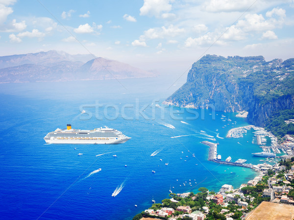 Eiland Italië jachthaven bewolkt hemel schip Stockfoto © neirfy
