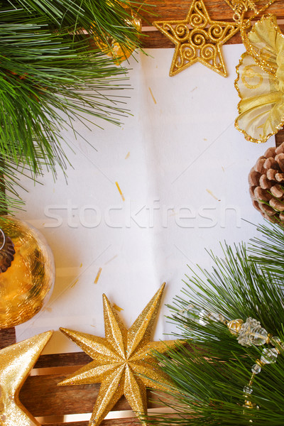 Díszítések papír oldal fenyőfa üres lap fa Stock fotó © neirfy