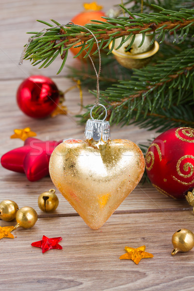 Golden Herz Weihnachten Dekoration Glas Stock foto © neirfy