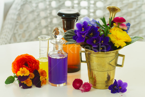 aromatherapy - flowers in mortar Stock photo © neirfy