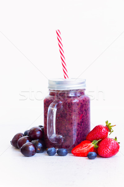 Stockfoto: Vers · bes · drinken · glas · voedsel · vruchten