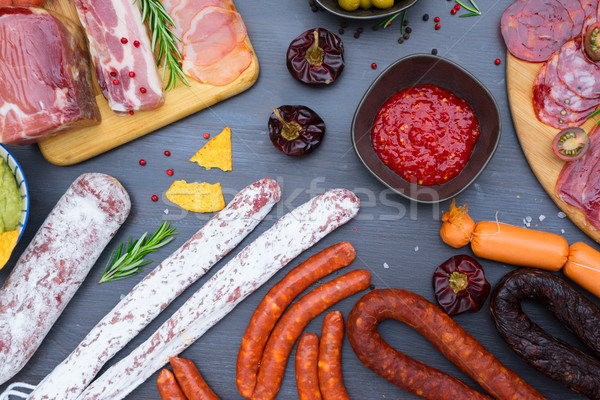 Picknicktafel spaans worst tapas salami chorizo Stockfoto © neirfy
