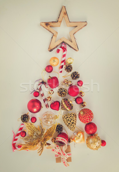 Stock photo: Christmas tree in red and gold