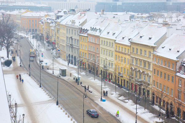 Varsovie Pologne vieux centre-ville rue hiver [[stock_photo]] © neirfy