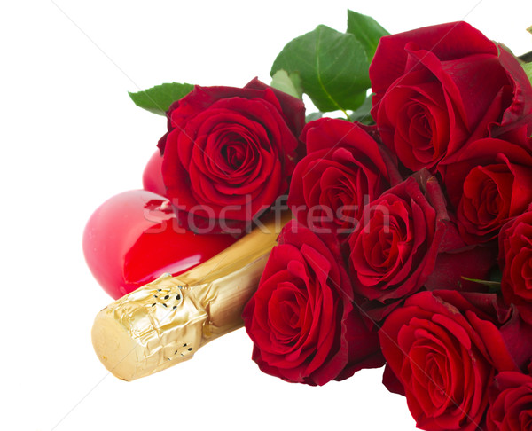 Valentine's day  dark red  roses and hearts Stock photo © neirfy
