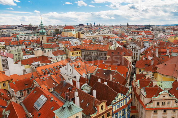 Stock photo: Prague spires  from above
