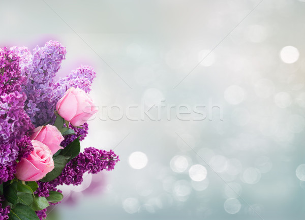 ストックフォト: ライラック · 花 · バラ · 花束 · 新鮮な · 紫色