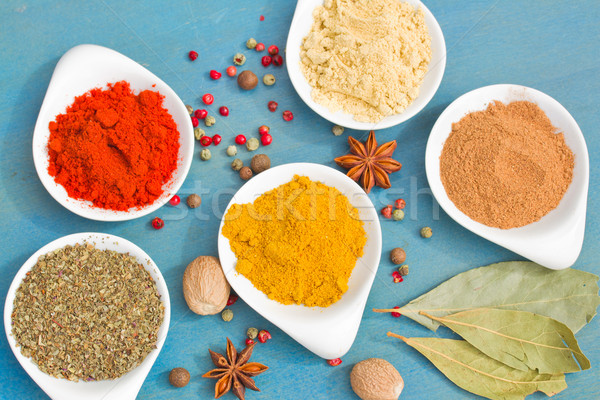powdered spices on blue  table close up Stock photo © neirfy