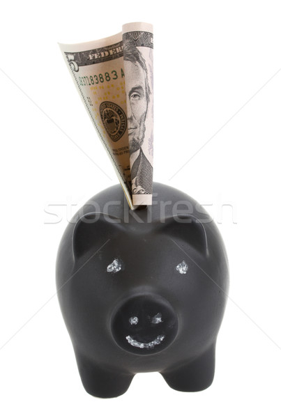 Dinero cerdo dólar negro aislado Foto stock © neirfy