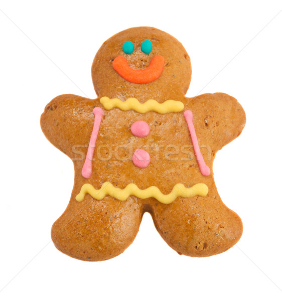 Gingerbread man jeden odizolowany biały szczęśliwy domu Zdjęcia stock © neirfy