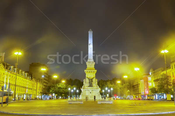 Rossio square at night, Lisbon Stock photo © neirfy