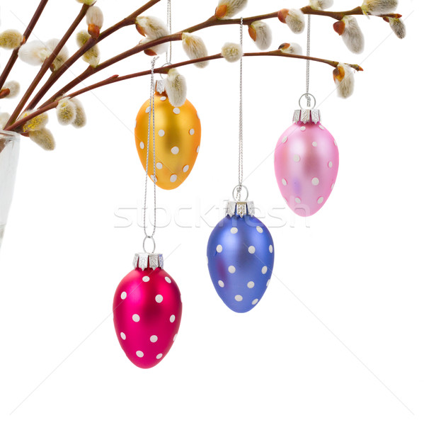 Colorful hanging easter eggs Stock photo © neirfy