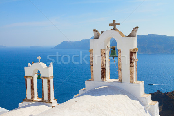 Stock photo: white belfries Santorini island, Greece