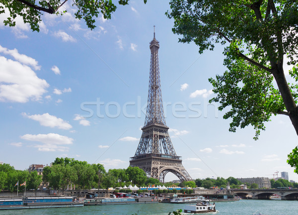 Tour Fluss Baum Paris Frankreich Stock foto © neirfy