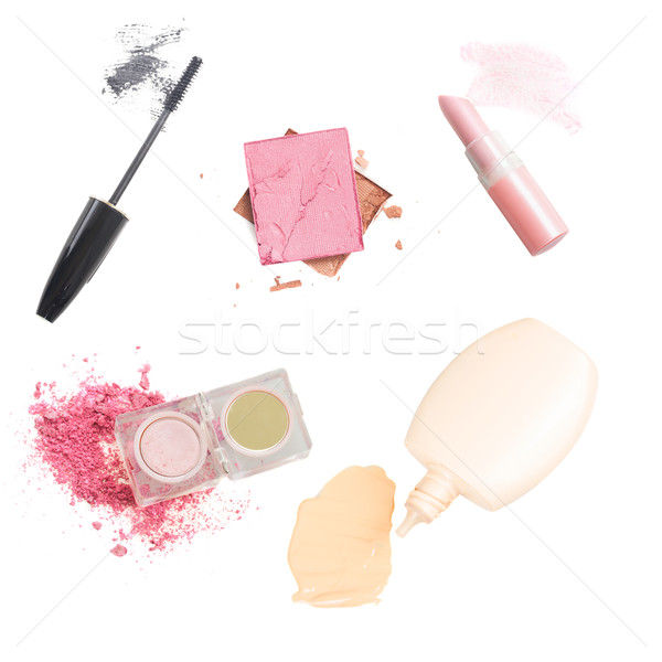 Foto stock: Conjunto · compensar · cosméticos · isolado · branco · mulher