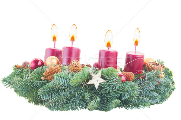 Stock photo: advent wreath with burning candles