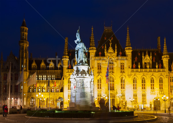 City hall of Bruges at night Stock photo © neirfy