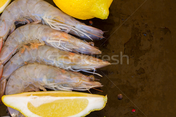 border of raw prawns Stock photo © neirfy